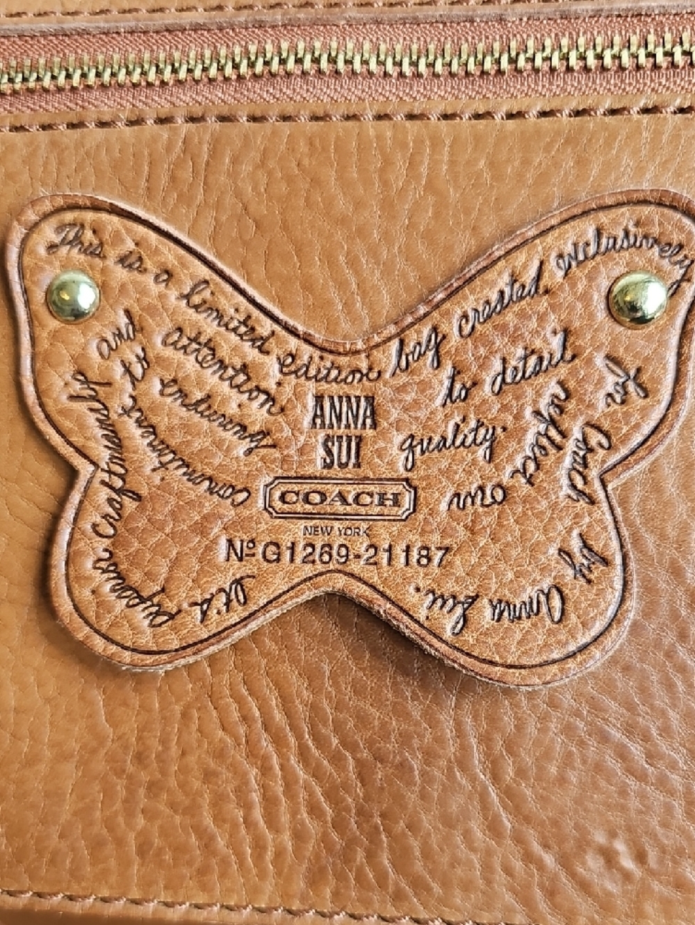 Coach x Anna Sui NWT 2012 Fleur-de-Lis Duffle Archival Piece Cognac Pebble Grain - Picture 15 of 15